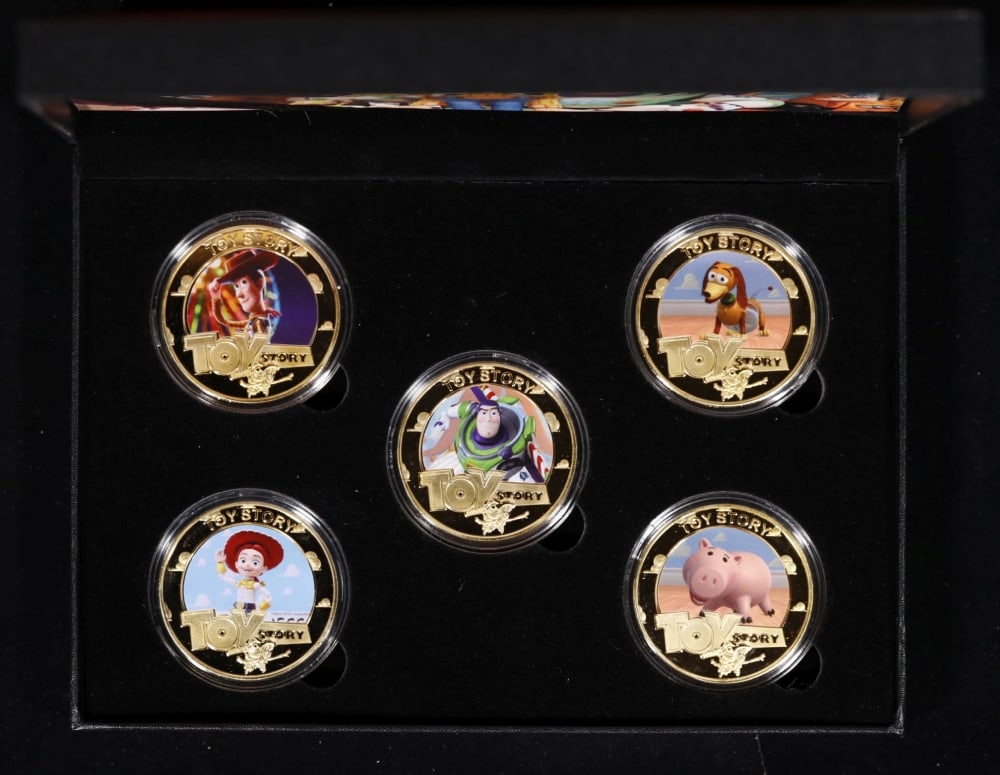 5 Coin Toy Story B Gold Plated Round Collection In Custom Box W/ Special Backer card - 3