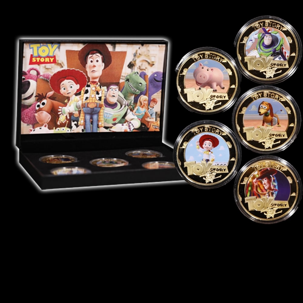5 Coin Toy Story B Gold Plated Round Collection In Custom Box W/ Special Backer card - 4