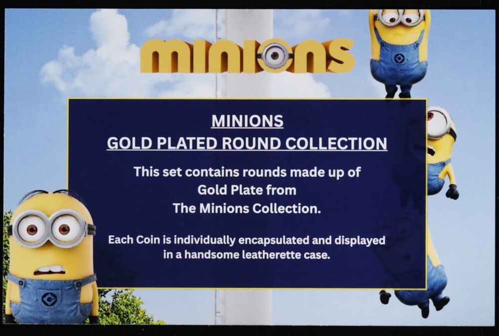 5 PC. Minions Gold Plated Round Collection In Custom Box W/ Special Backer card - 7