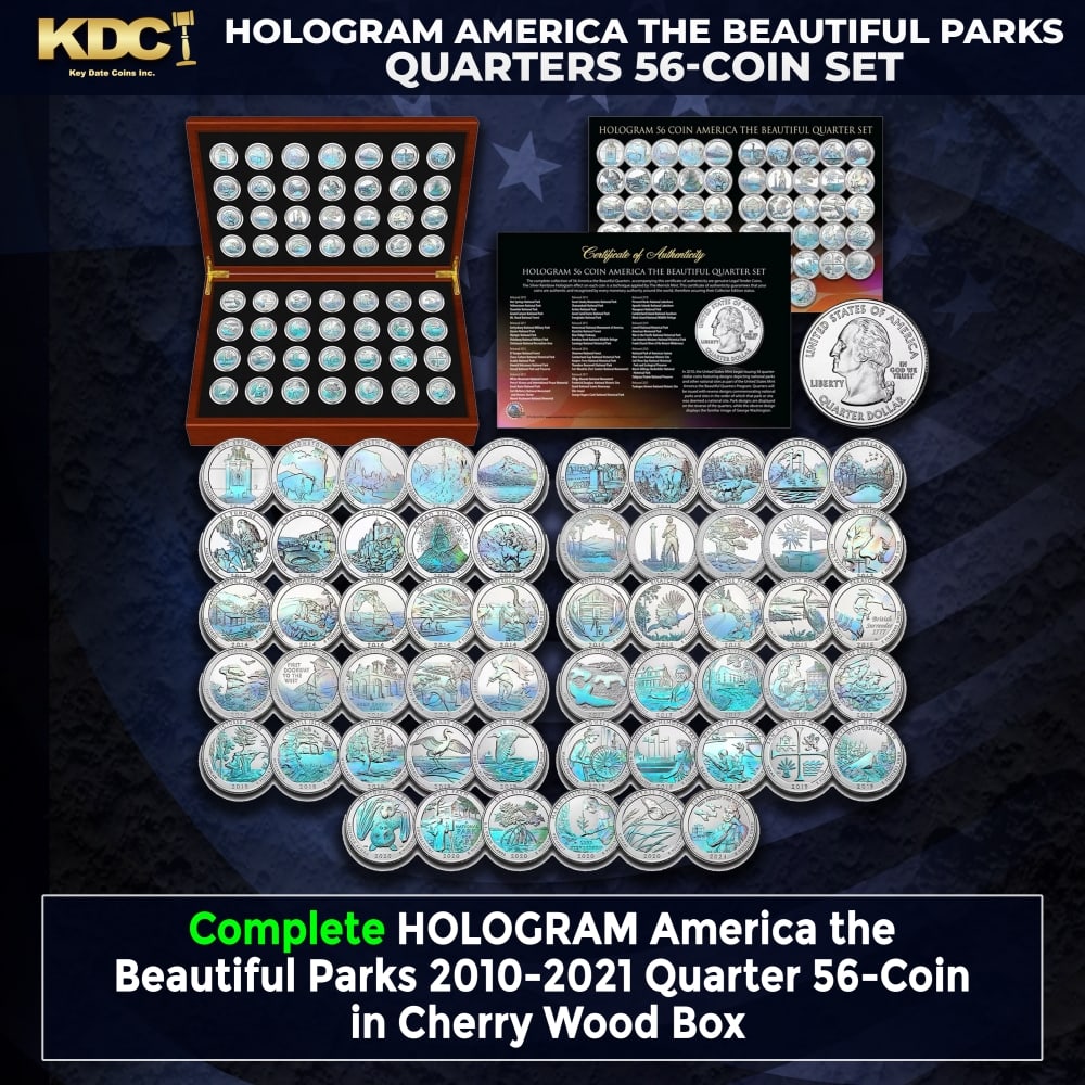 Complete HOLOGRAM America the Beautiful Parks 2010-2021 Quarter 56-Coin in Cherry Wood Box Other ...: Complete HOLOGRAM America the Beautiful Parks 2010-2021 Quarter 56-Coin in Cherry Wood Box. Complete HOLOGRAM America the Beautiful Parks Quarter 56-Coin in Cherry Wood Box