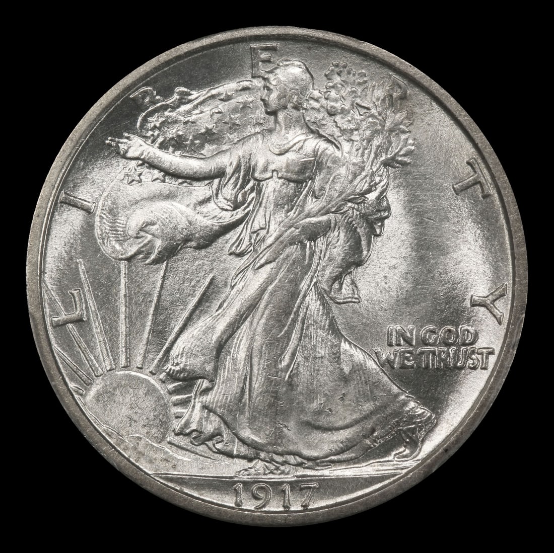 1917-d Reverse Walking Liberty Half Dollar 50c ms64 SEGS - 2