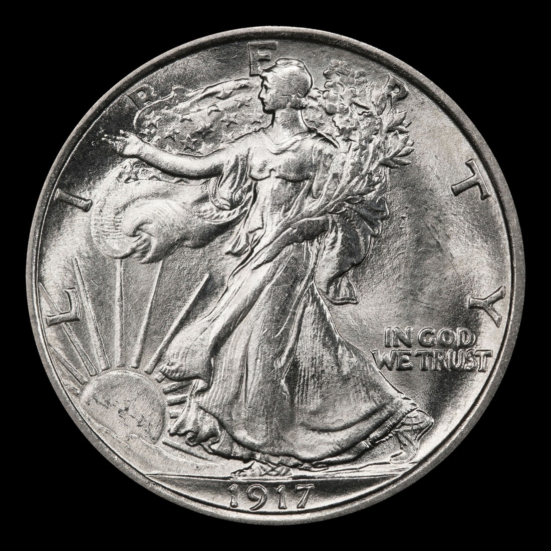 1917-d Reverse Walking Liberty Half Dollar 50c ms64+ SEGS - 2