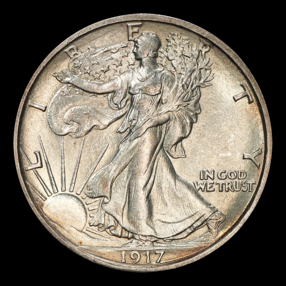 1917-s Reverse Walking Liberty Half Dollar 50c ms63 USCG - 2