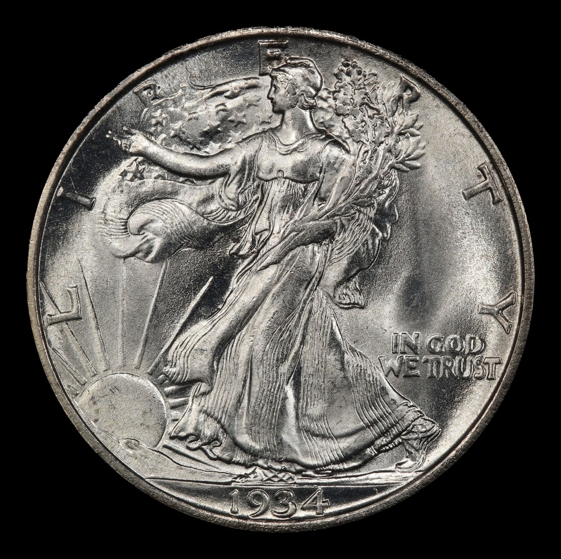 1934-s Walking Liberty Half Dollar Near Top Pop 50c ms66 SEGS - 2