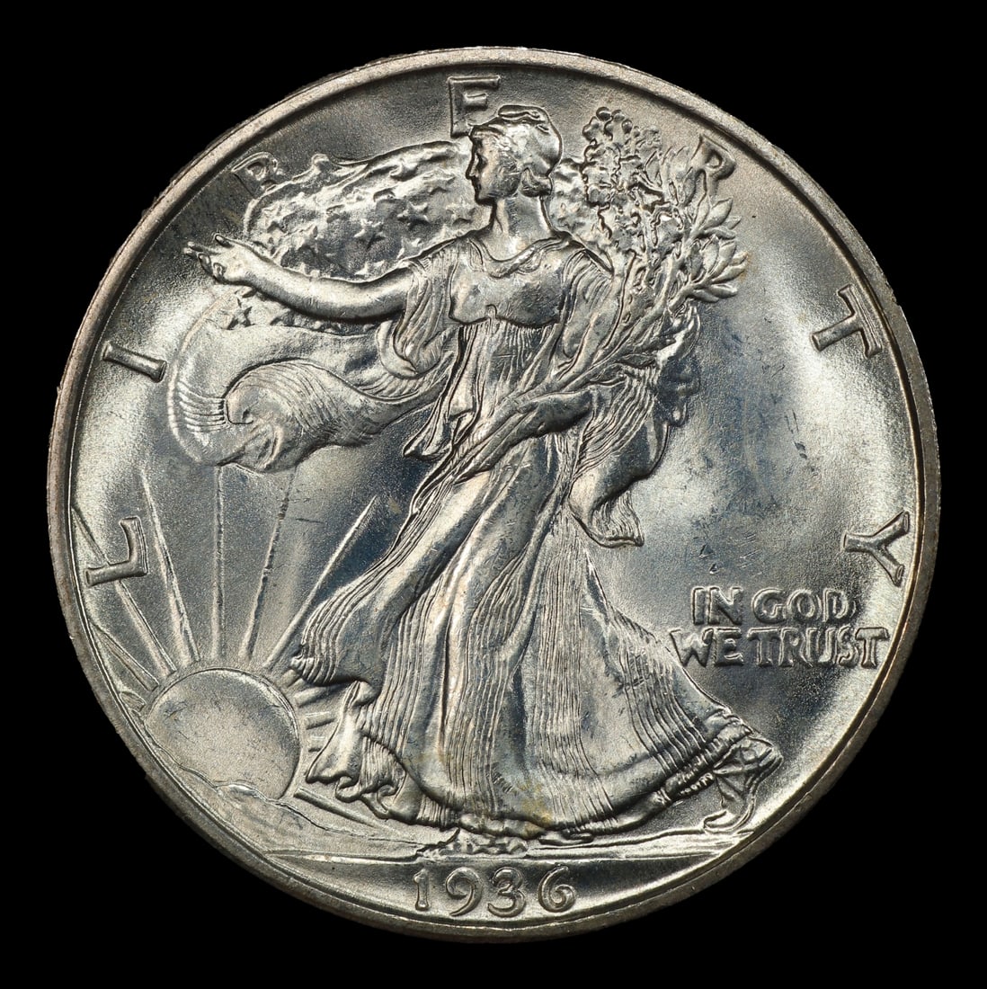 1936-d Walking Liberty Half Dollar 50c Grades ms65 - 2