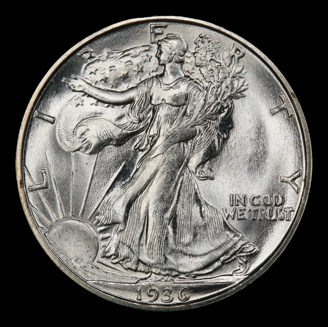 1936-s Walking Liberty Half Dollar Near Top Pop 50c ms66+ SEGS - 2