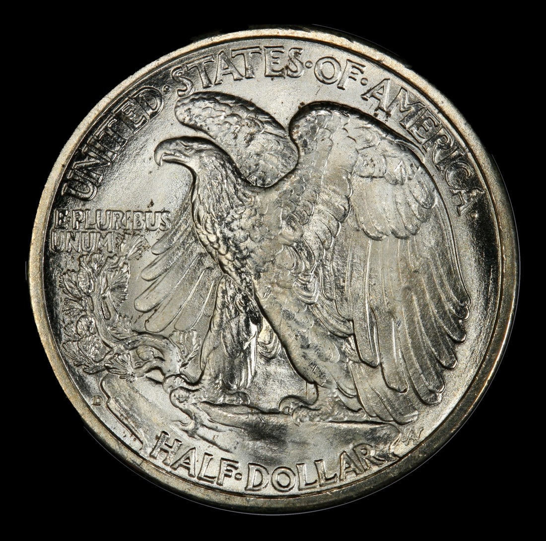 1937-d Walking Liberty Half Dollar Near Top Pop 50c ms67 SEGS - 3