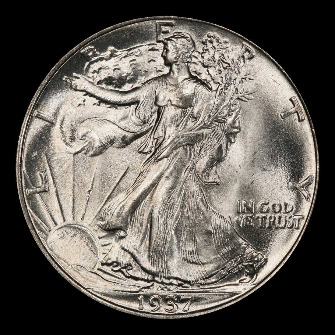 1937-p Walking Liberty Half Dollar 50c Grades ms66 - 2