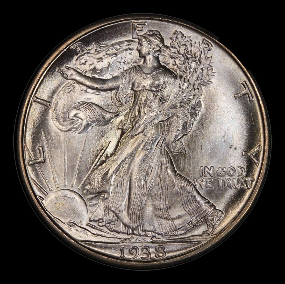 1938-d Walking Liberty Half Dollar Near Top Pop 50c ms67 SEGS - 2