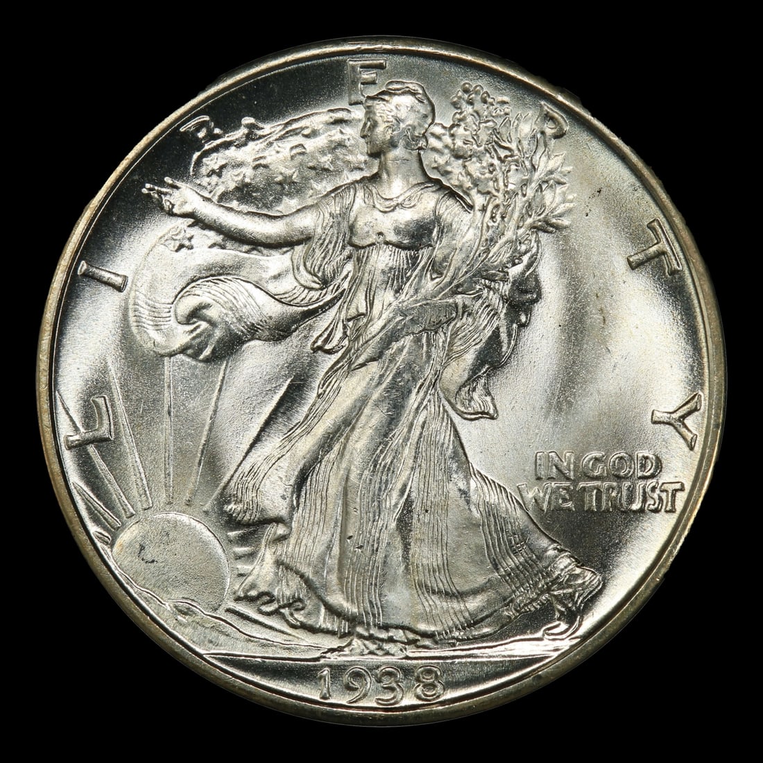 1938-d Walking Liberty Half Dollar Near Top Pop 50c ms67 SEGS - 2