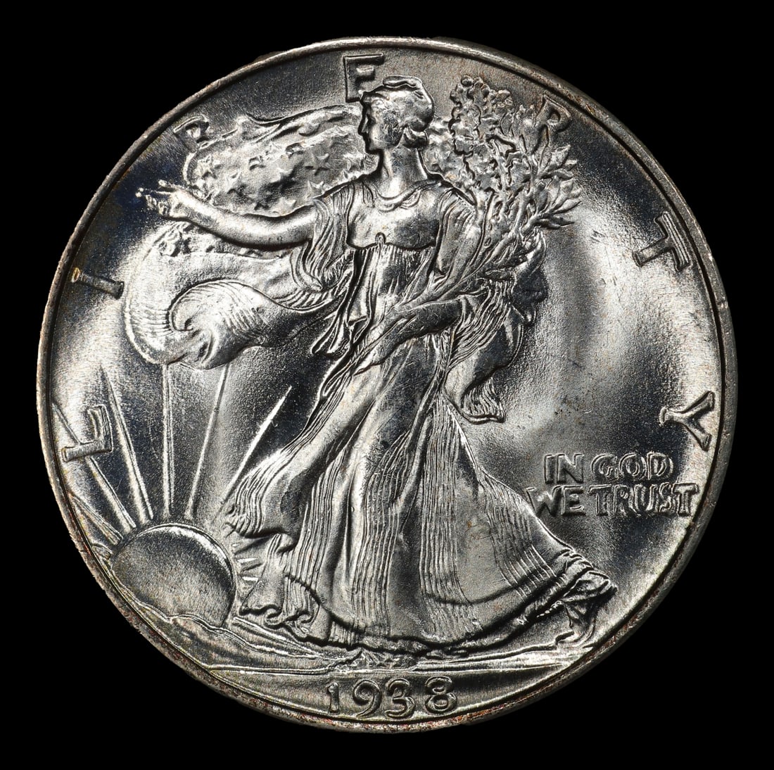 1938-p Walking Liberty Half Dollar Near Top Pop 50c ms67+ SEGS - 2