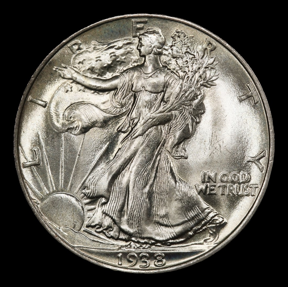 1938-p Walking Liberty Half Dollar Near Top Pop 50c ms67+ SEGS - 2