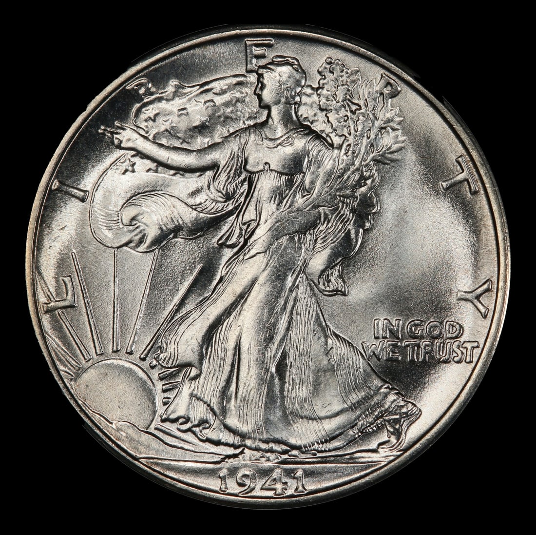1941-s Walking Liberty Half Dollar Near Top Pop 50c ms66+ SEGS - 2
