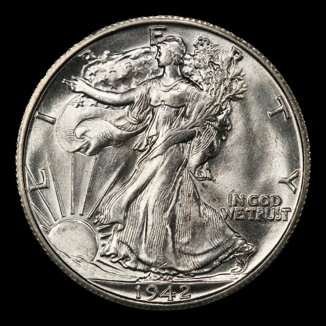 1942-s Walking Liberty Half Dollar 50c Grades ms65+ - 2