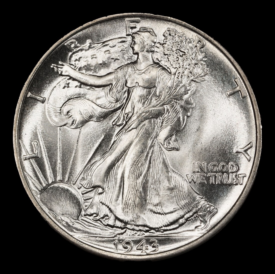 1943-p Walking Liberty Half Dollar Near Top Pop 50c ms67+ SEGS - 2