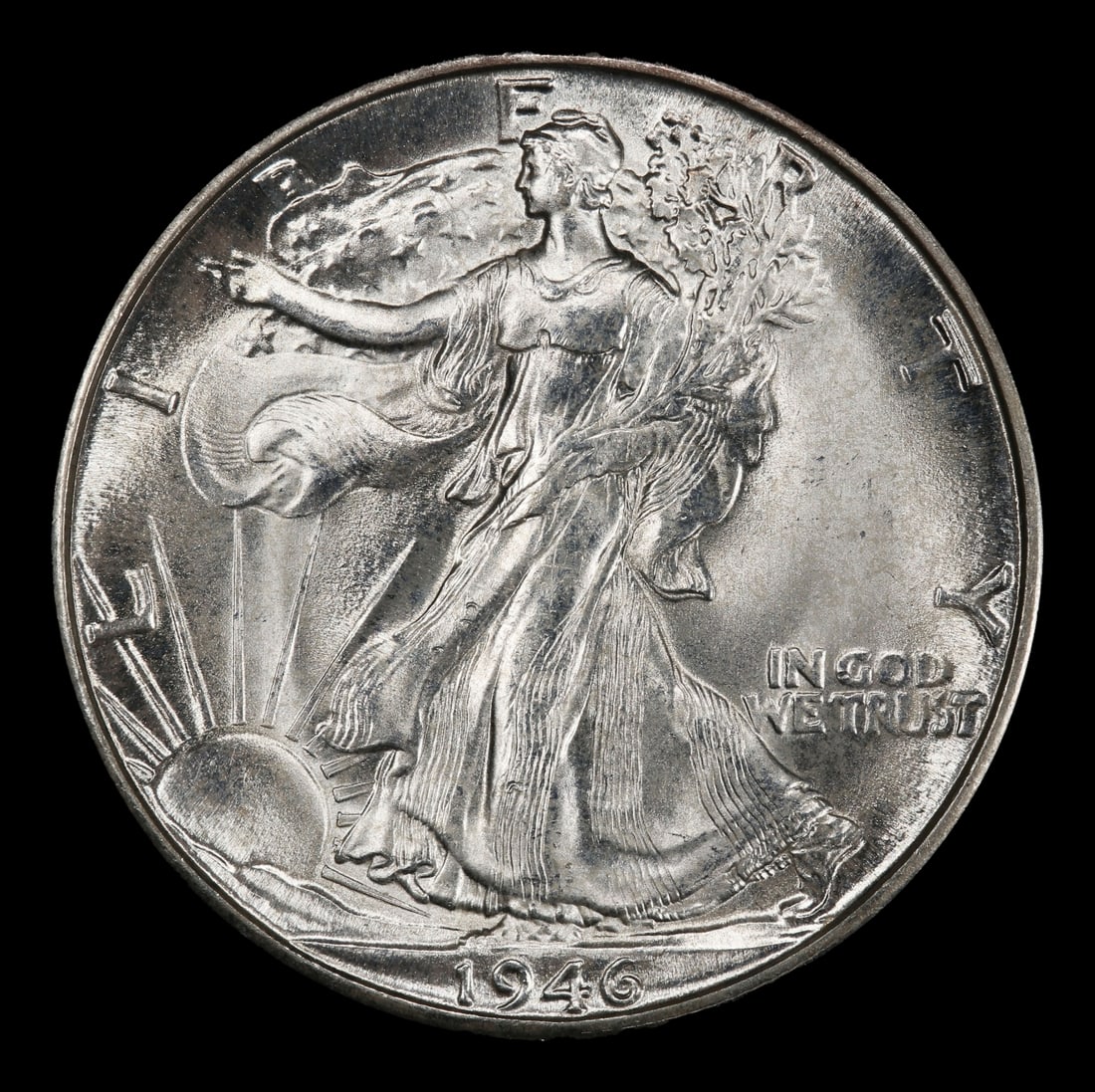 1946-d Walking Liberty Half Dollar Near Top Pop 50c ms67 SEGS - 2