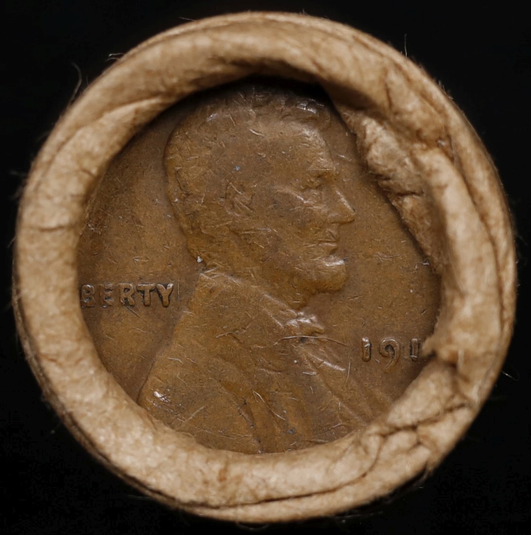 Lincoln Wheat Cent 1c Mixed Roll Orig Brandt McDonalds Wrapper, 1914-p end, Indian other end - 2