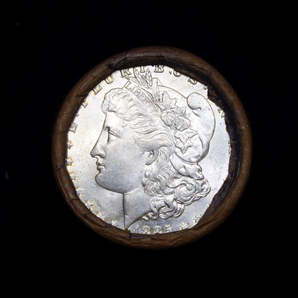 Full solid date 1885-o Uncirculated Morgan silver dollar roll, 20 coins - 2
