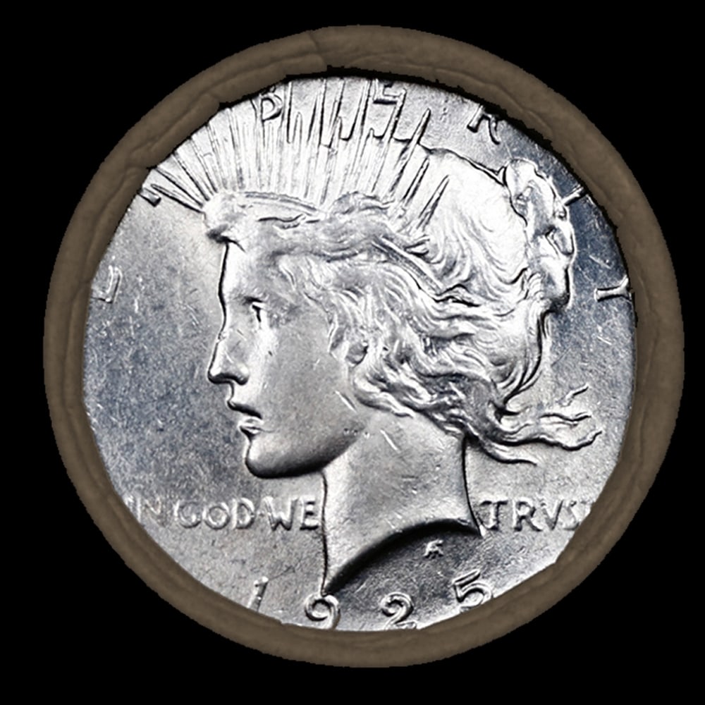 Circulated 10 Coin SEARS Peace Silver Dollar $1 Roll 1925/1926 Ends - 2