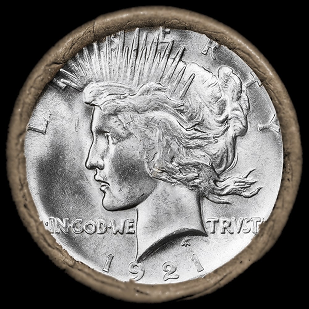 SEARS Unc Peace Roll 20 silver dollars-RARE 1921/'P' Rev End - 2