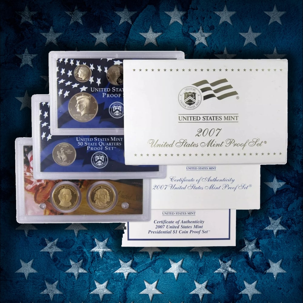 1999-2008 Proof Set Run - 109 Coins, Full 50 State Quarters Run 10 Complete Sets - 10