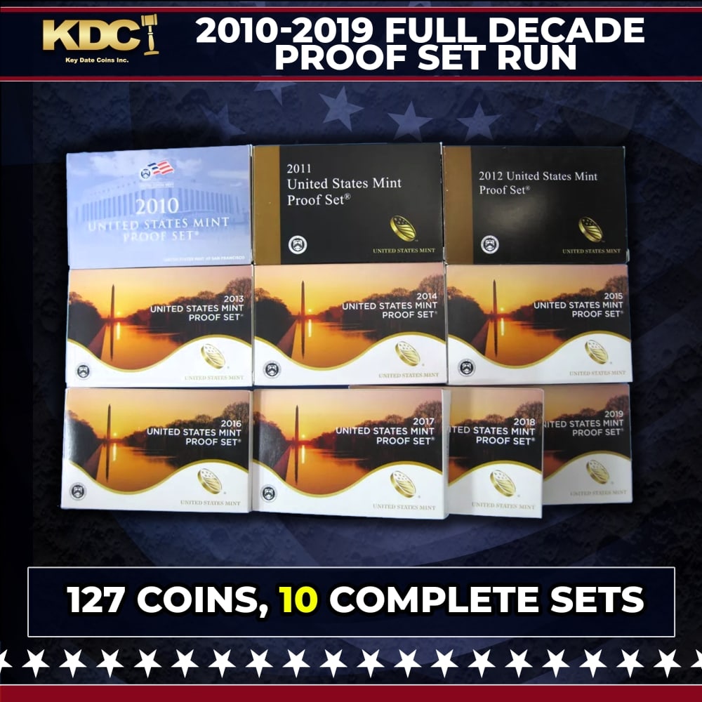 2010-2019 Full Decade Proof Set Run - 127 Coins, 10 Complete Sets: 2010-2019 Full Decade Proof Set Run - 127 Coins, 10 Complete Sets. 2010-2019 Full Decade Proof Set Run - 127 Coins, 10 Complete Sets