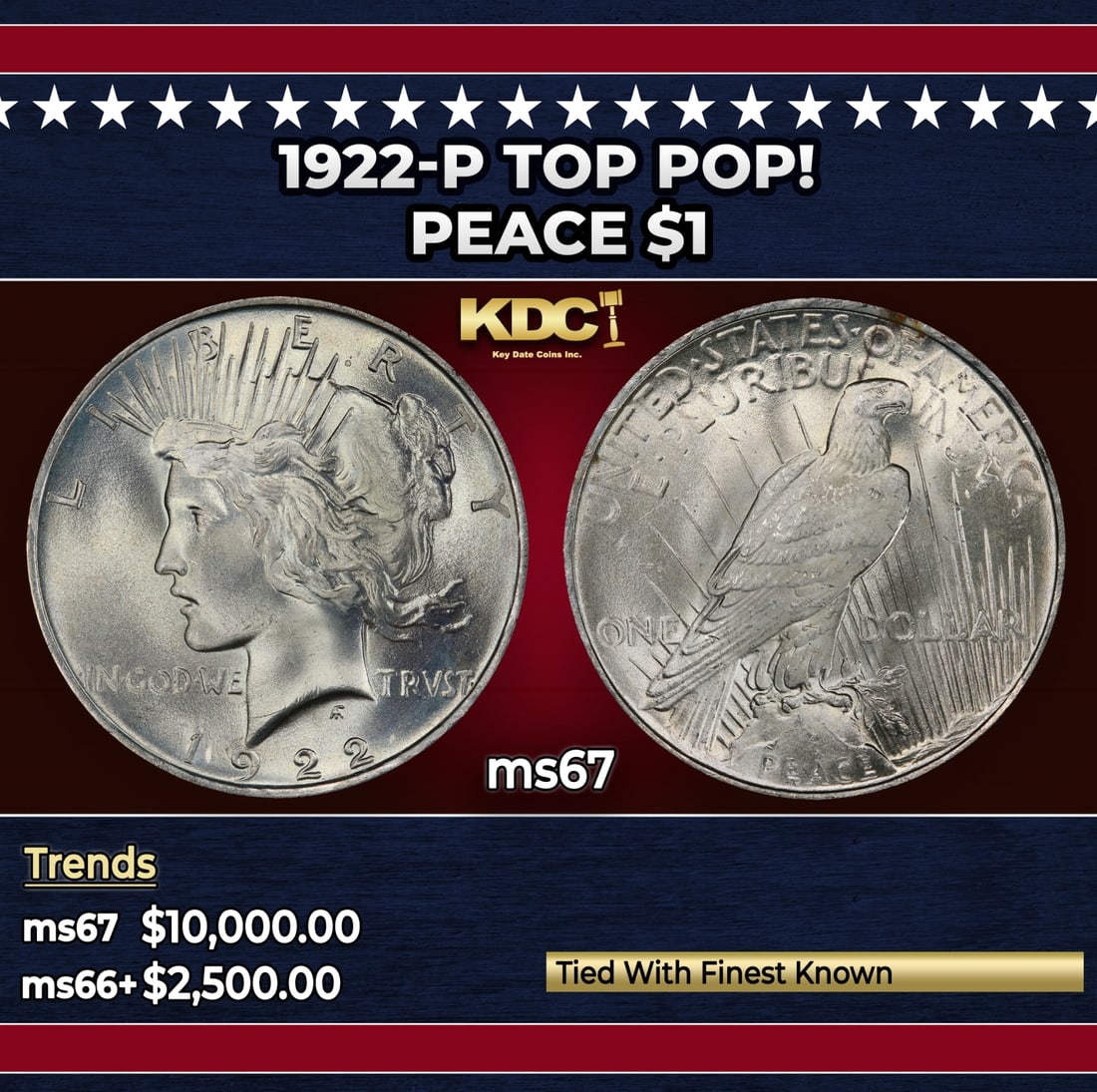 1922-p Peace Dollar TOP POP! $1 ms67 SEGS: 1922-p TOP POP! Peace Dollar $1 ms67 SEGS.