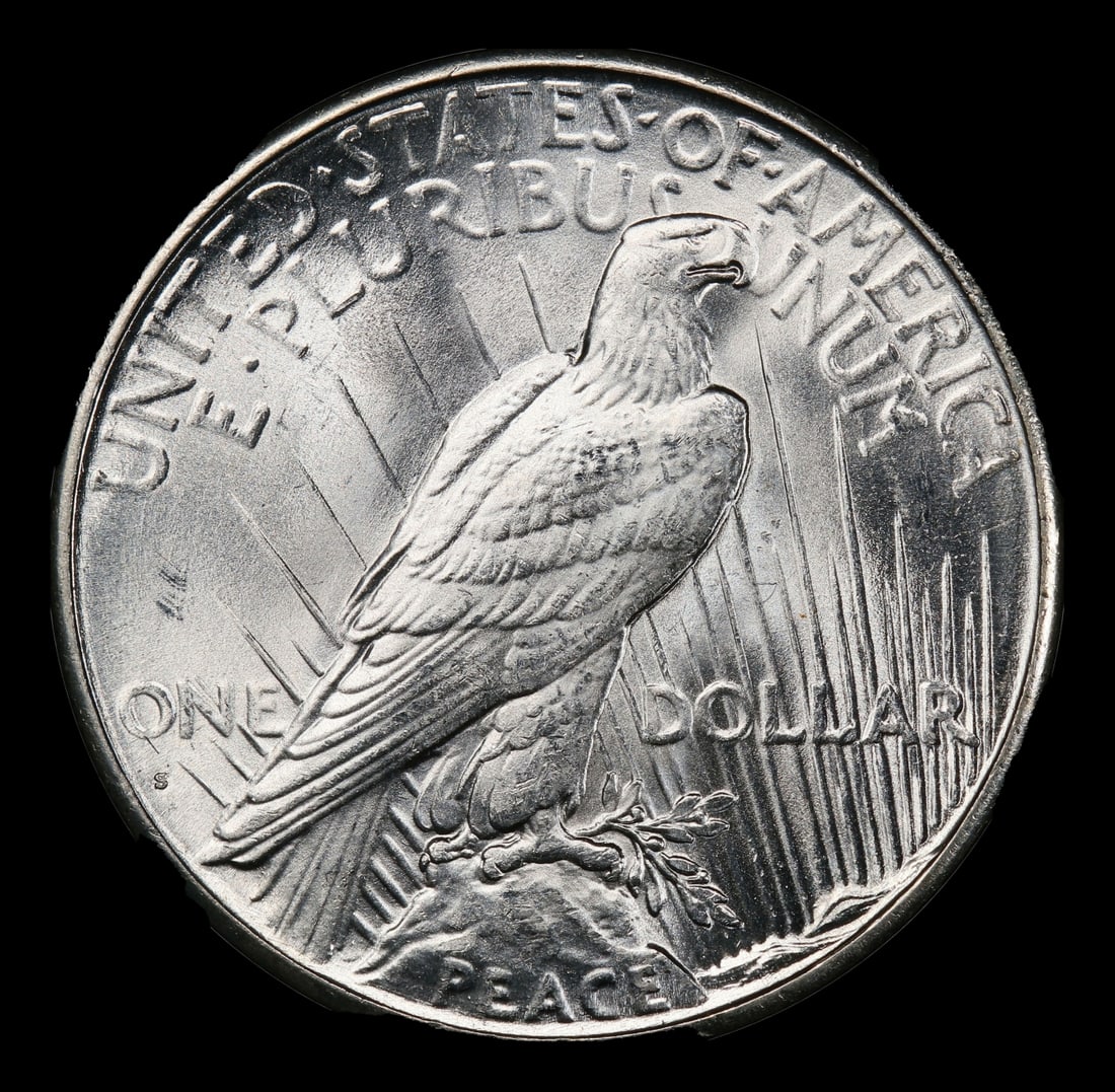 1927-s Peace Dollar $1 ms63+ USCG - 3