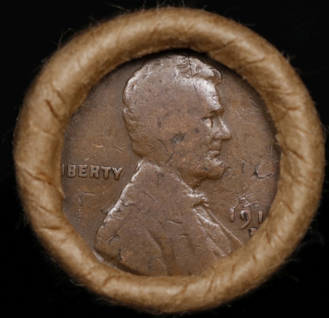 Lincoln Wheat Cent 1c Mixed Roll Orig Brandt McDonalds Wrapper, 1915-d end, Indian other end - 2