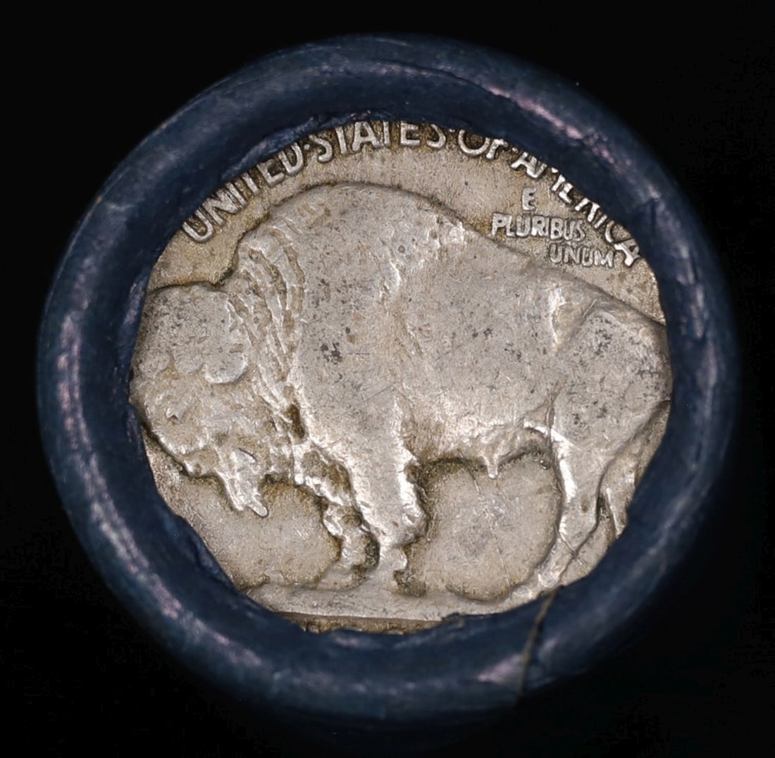 Buffalo Nickel Shotgun Roll in Old Bank Style 'Bell Telephone' Wrapper 1925 & D Mint Ends - 3