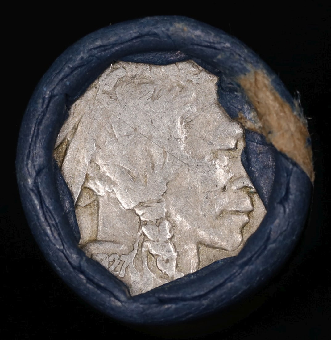 Buffalo Nickel Shotgun Roll in Old Bank Style 'Bell Telephone' Wrapper 1927 & S Mint Ends - 2