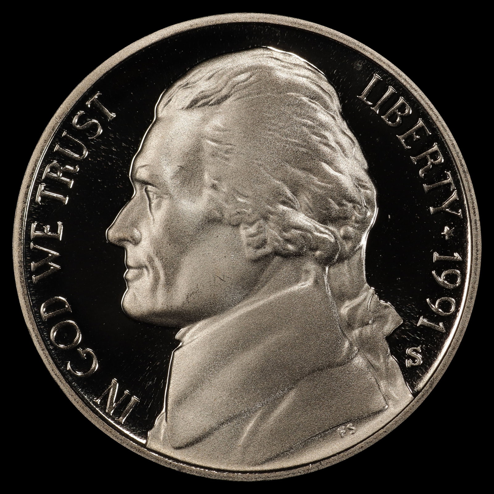 1991-s Proof Jefferson Nickel 5c pr70 dcam SEGS - 2