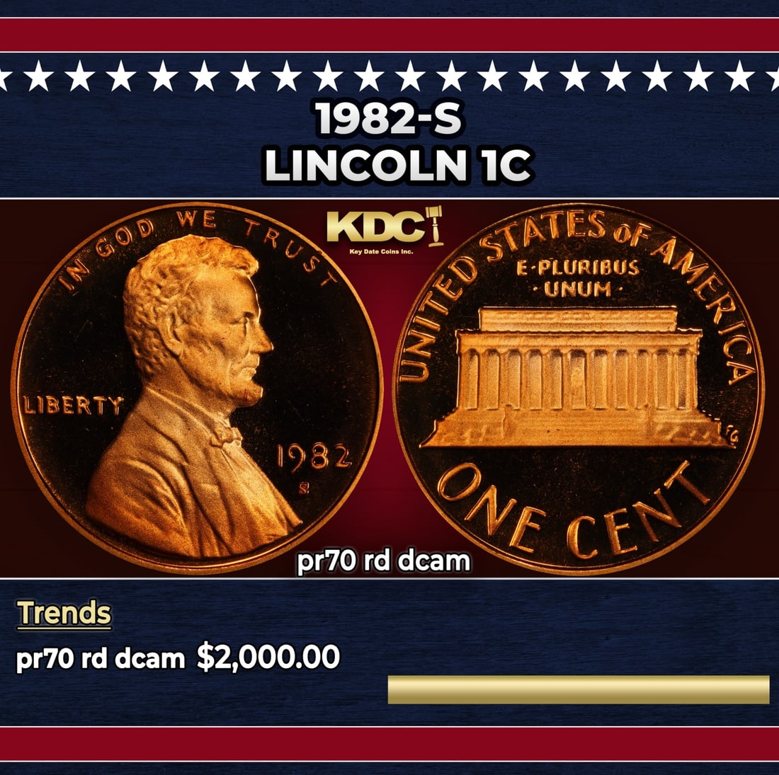1982-s Proof Lincoln Cent 1c pr70 rd dcam SEGS: 1982-s Lincoln Cent 1c pr70 rd dcam SEGS.