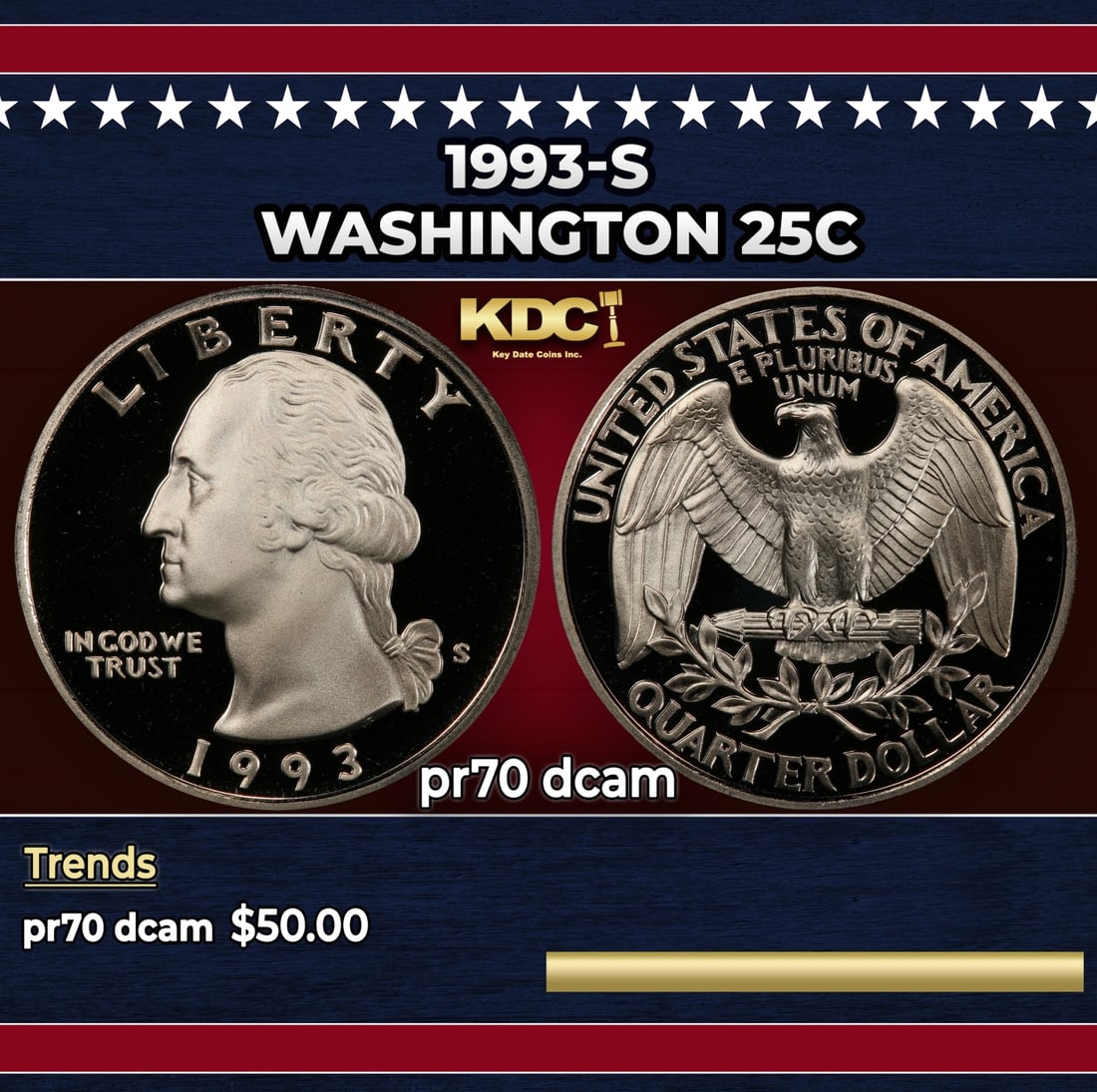 1993-s Proof Washington Quarter 25c pr70 dcam SEGS: 1993-s Washington Quarter 25c pr70 dcam SEGS.