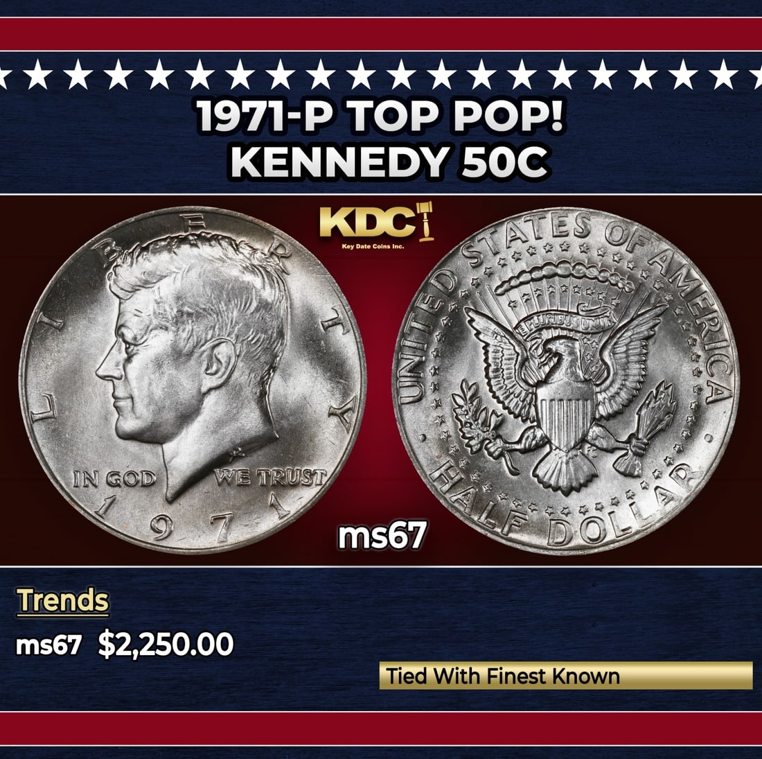 1971-p Kennedy Half Dollar TOP POP! 50c ms67 SEGS: 1971-p TOP POP! Kennedy Half Dollar 50c ms67 SEGS.