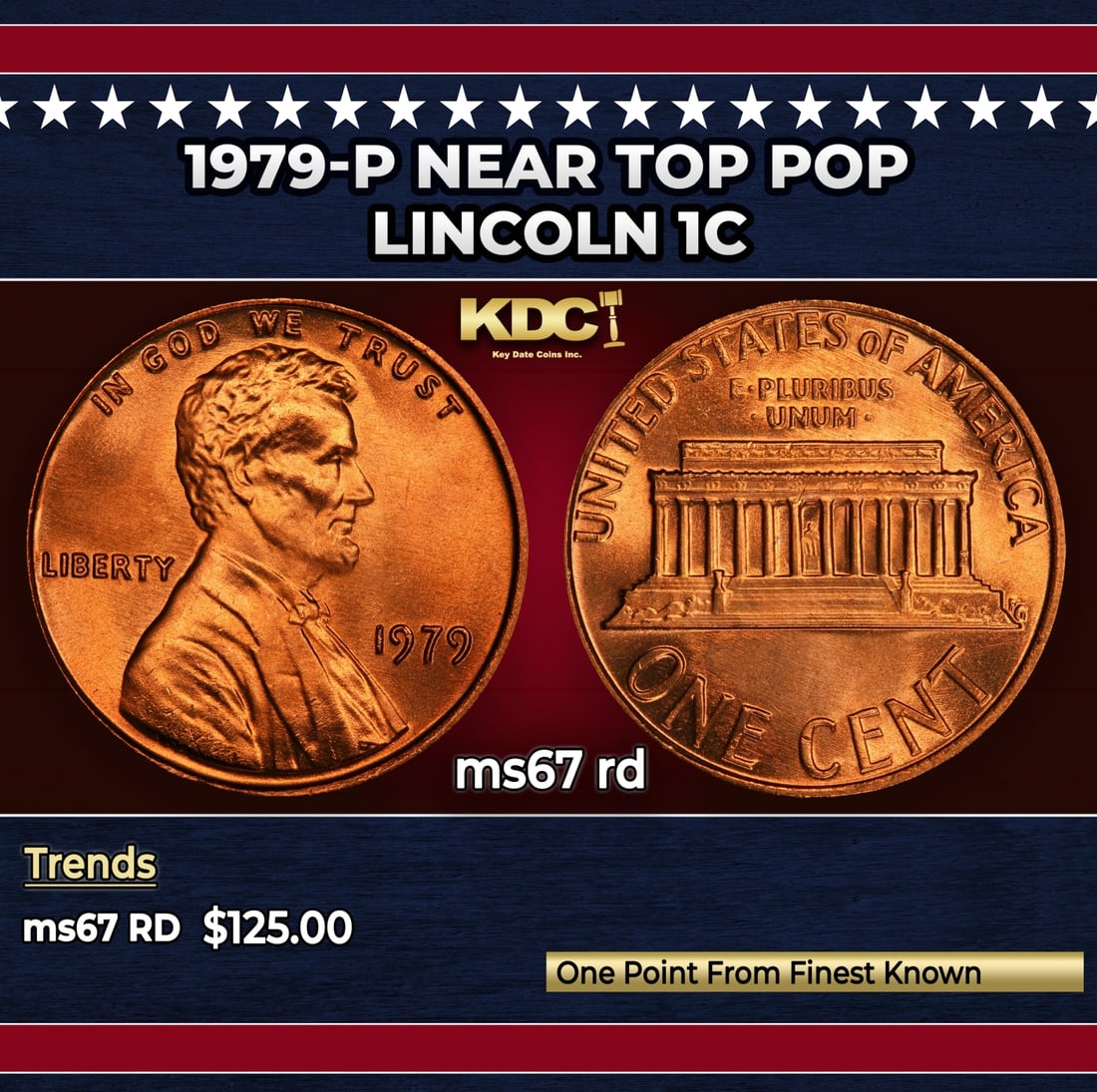 1979-p Lincoln Cent Near Top Pop 1c ms67 rd SEGS: 1979-p Near Top Pop Lincoln Cent 1c ms67 rd SEGS.