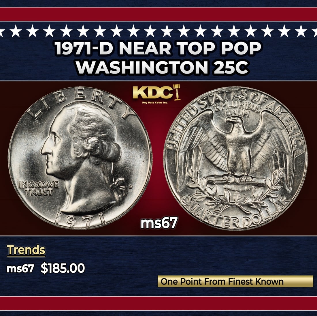 1971-d Washington Quarter Near Top Pop 25c ms67 SEGS: 1971-d Near Top Pop Washington Quarter 25c ms67 SEGS.