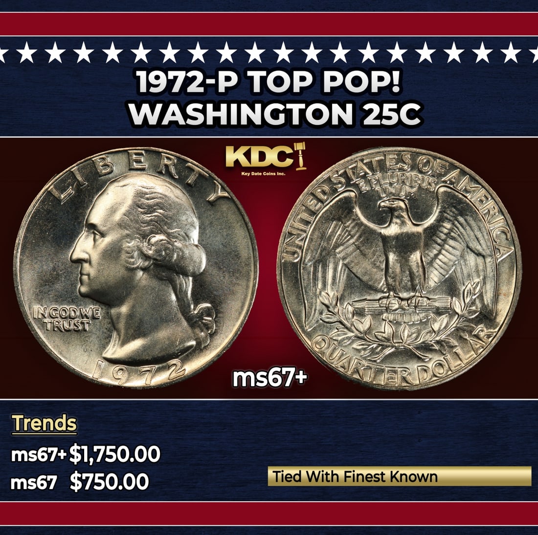 1972-p Washington Quarter TOP POP! 25c ms67+ SEGS: 1972-p TOP POP! Washington Quarter 25c ms67+ SEGS.
