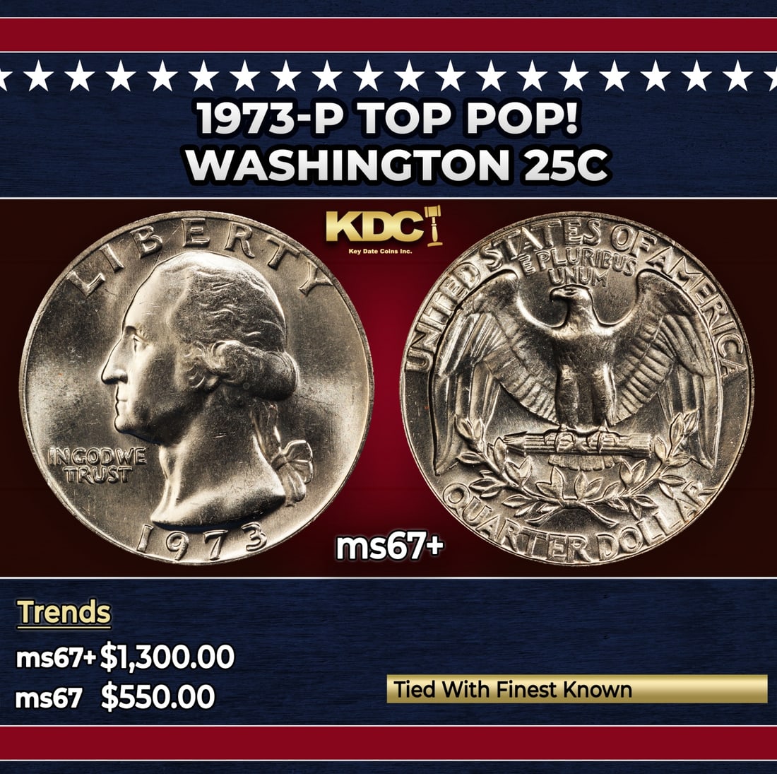 1973-p Washington Quarter TOP POP! 25c ms67+ SEGS: 1973-p TOP POP! Washington Quarter 25c ms67+ SEGS.