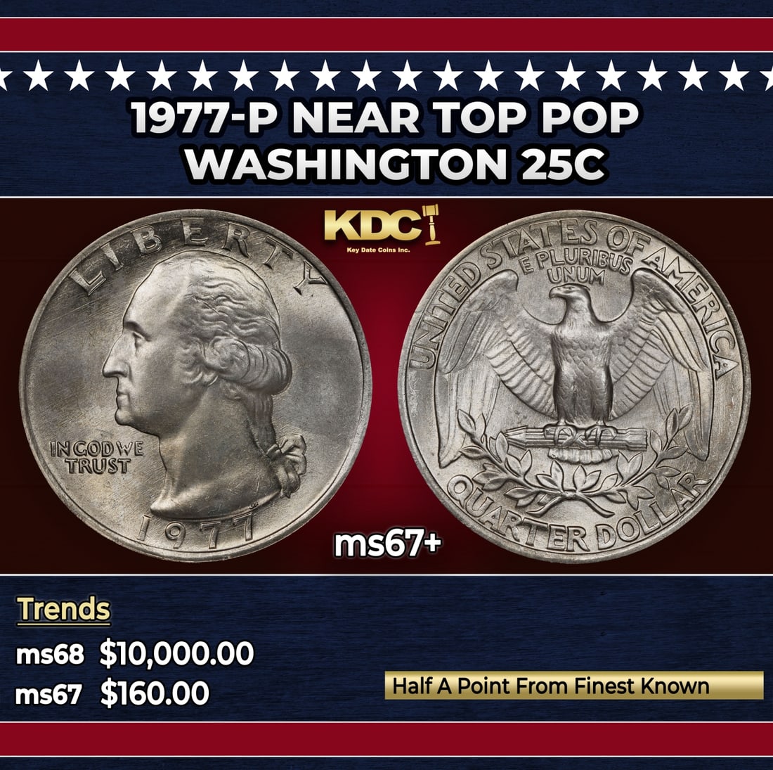 1977-p Washington Quarter Near Top Pop 25c ms67+ SEGS: 1977-p Near Top Pop Washington Quarter 25c ms67+ SEGS.