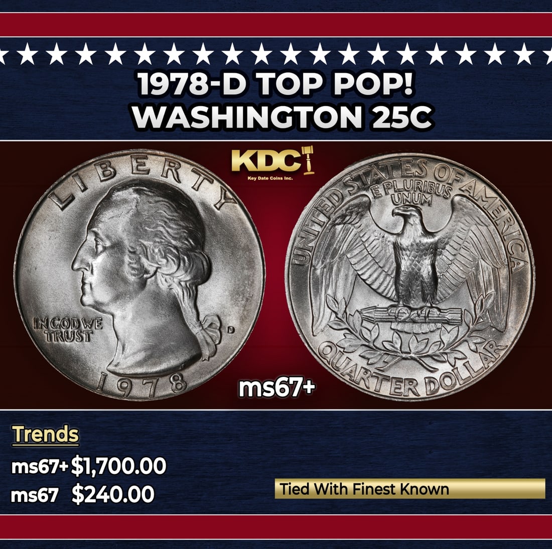 1978-d Washington Quarter TOP POP! 25c ms67+ SEGS: 1978-d TOP POP! Washington Quarter 25c ms67+ SEGS.