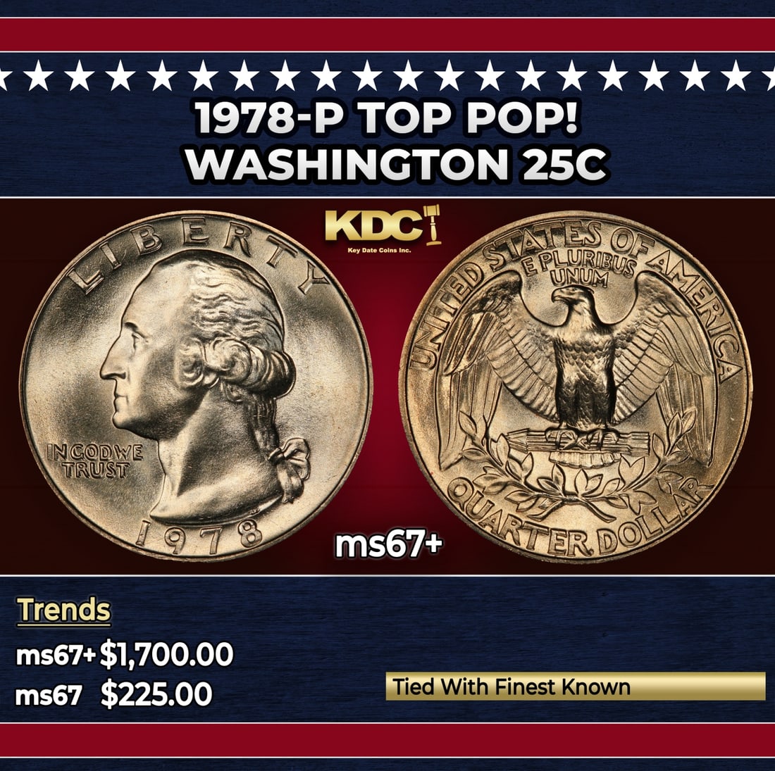 1978-p Washington Quarter TOP POP! 25c ms67+ SEGS: 1978-p TOP POP! Washington Quarter 25c ms67+ SEGS.