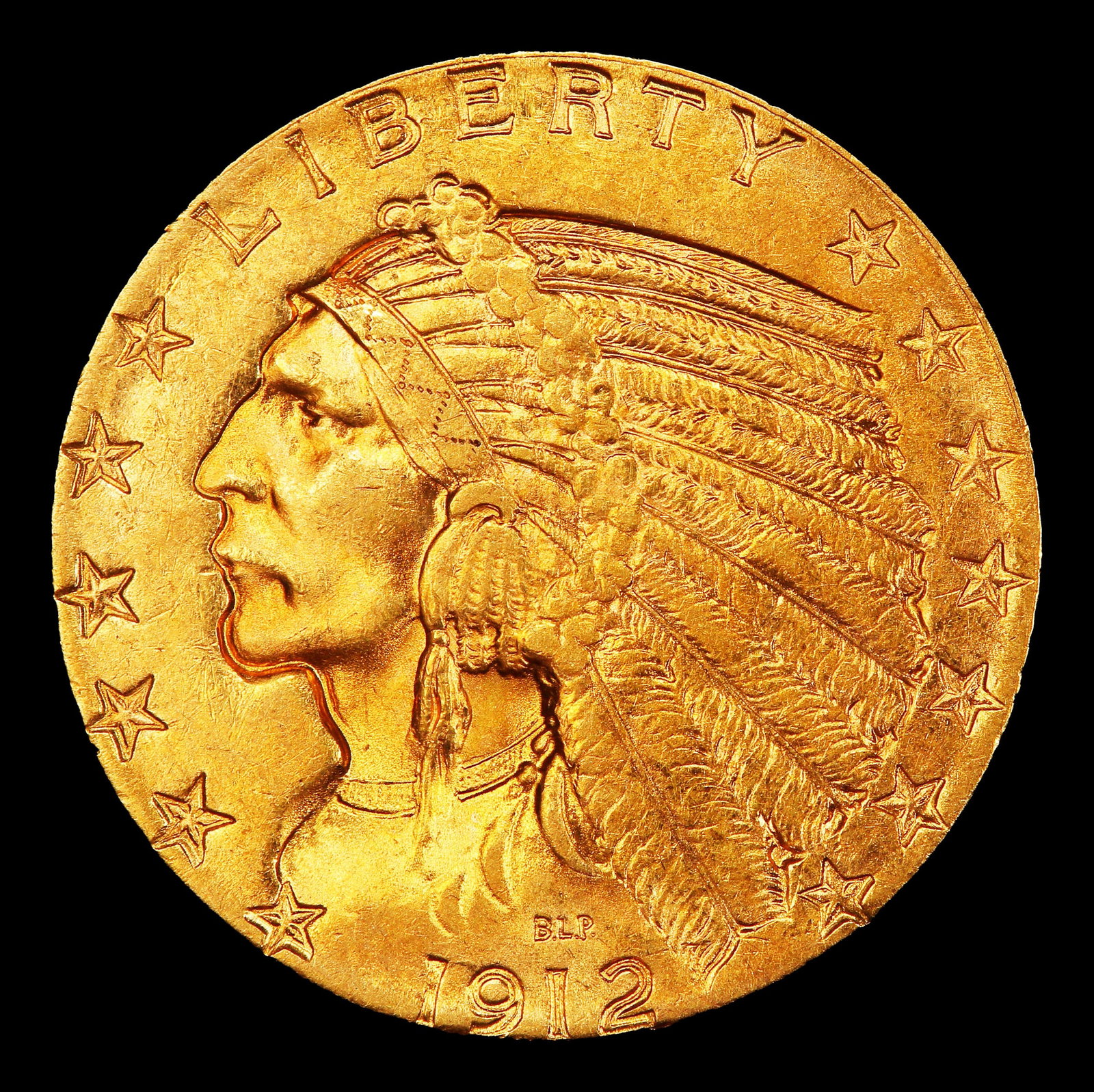 1912-s Gold Indian Half Eagle $5 ms62+ USCG - 2