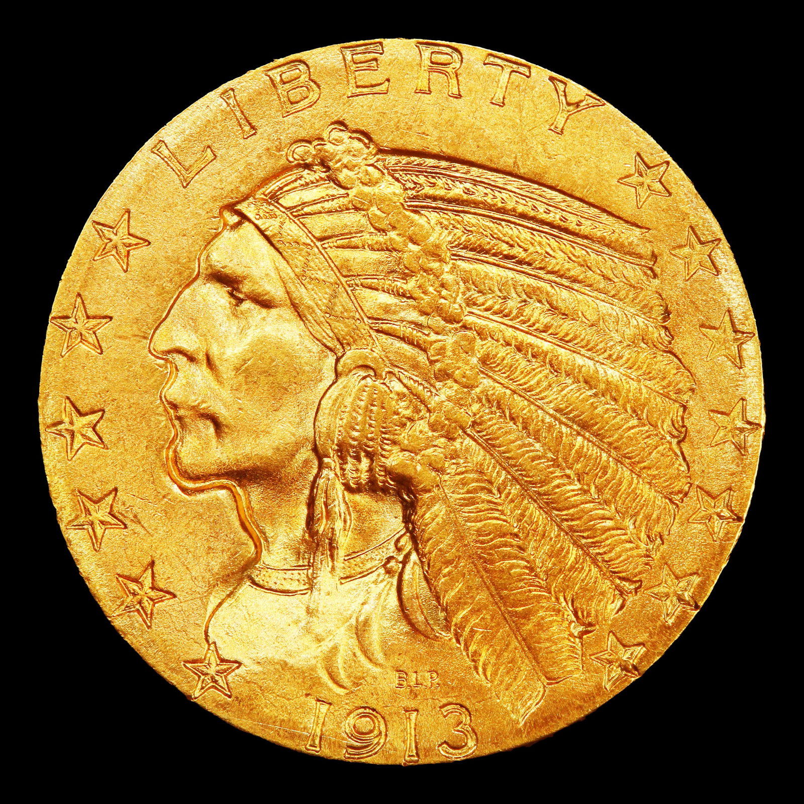 1913-p Gold Indian Half Eagle $5 ms65 SEGS - 2
