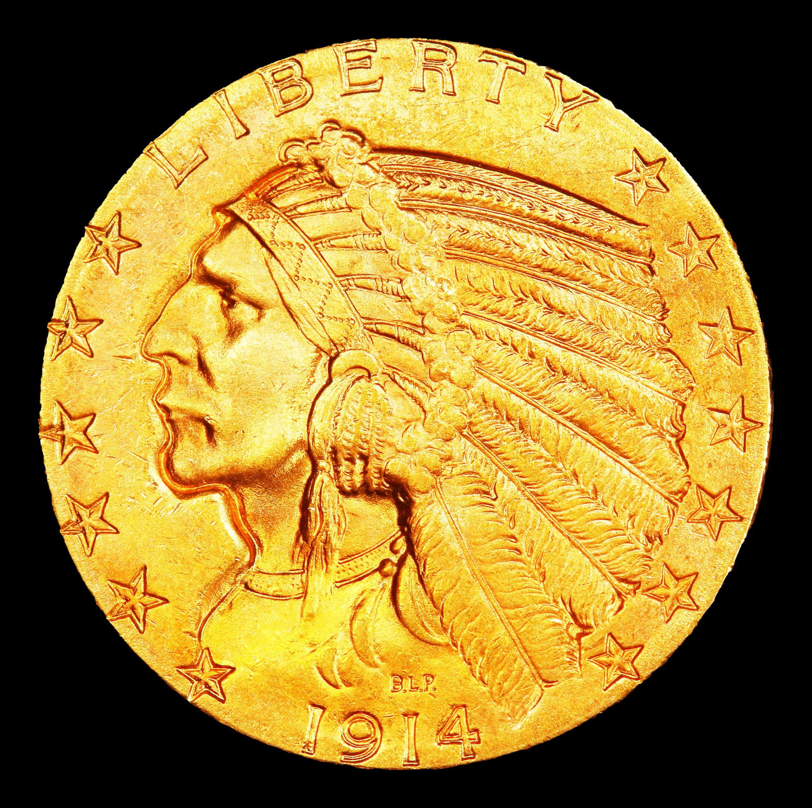 1914-d Gold Indian Half Eagle $5 ms64+ SEGS - 2