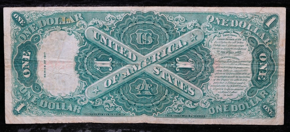 1917 $1 Large Size Legal Tender Note Grades vf+ Signatures Elliott/Burke - 3