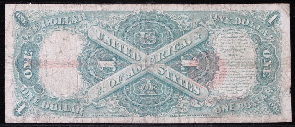 1917 $1 Large Size Legal Tender Note Grades f+ Signatures Elliott/Burke - 3