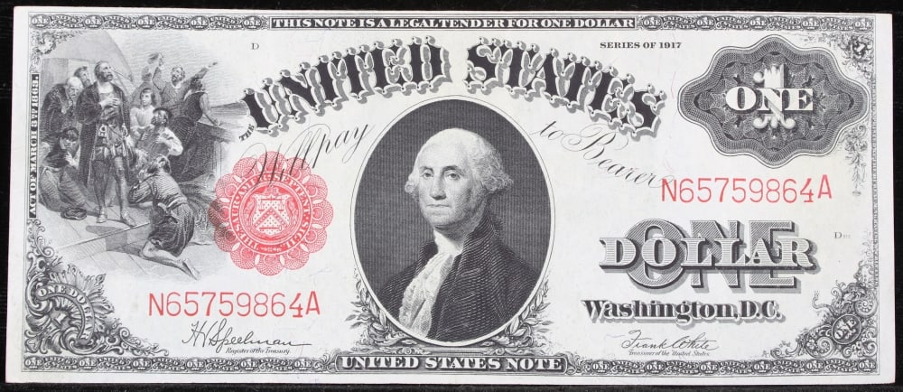 1917 $1 Large Size Legal Tender Note Grades Select CU Signatures Speelman/White - 2