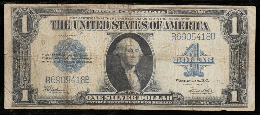 1923 $1 large size Silver Certificate Grades vf+ Signatures Speelman/White - 2