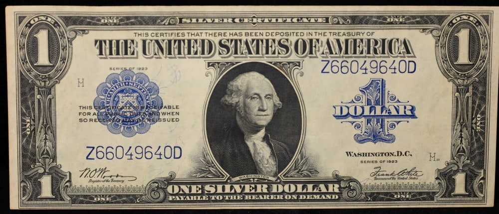 1923 $1 large size Silver Certificate Grades Select AU Signatures Woods/White - 2